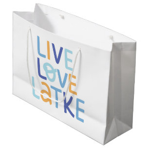 Grand Sac Cadeau Live Love Latke Hanoukka Design