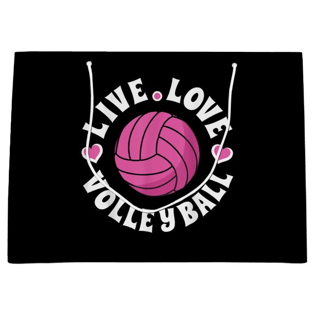 Grand Sac Cadeau Live Love Volleyball Pour Femmes Filles Volleyball (Devant)
