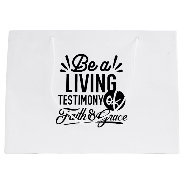 Grand Sac Cadeau Living Testimony Bible Quote Christian Motivation (Devant)