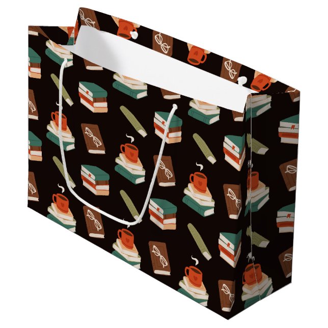 Grand Sac Cadeau Livres Confortables et Lecture de Café (Devant Angle)