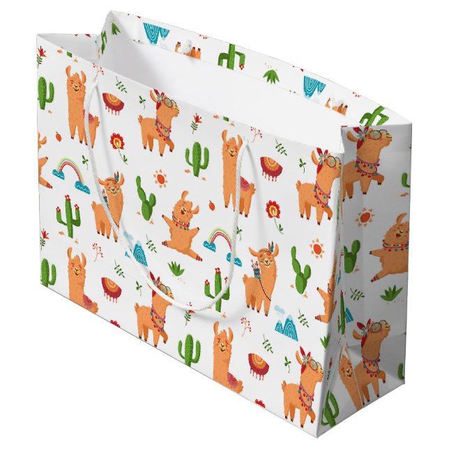 Grand Sac Cadeau Llama heureux  (Dos Angle)
