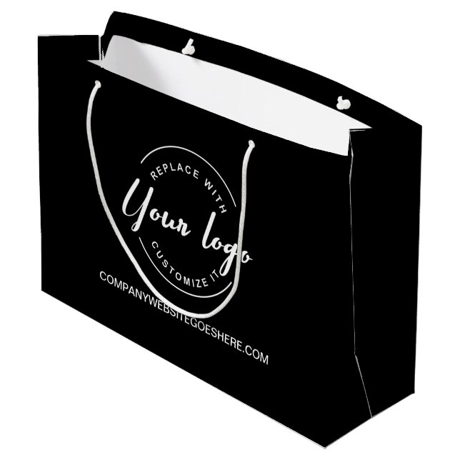 Grand Sac Cadeau Logo blanc et site Web Custom Business (Dos Angle)