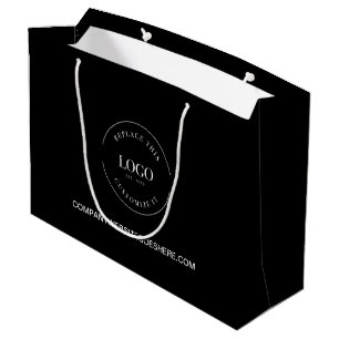 Grand Sac Cadeau Logo blanc personnalisé sur le site web d'affaires