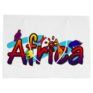 Grand Sac Cadeau Logo coloré de safari d'amusement de l'Afrique