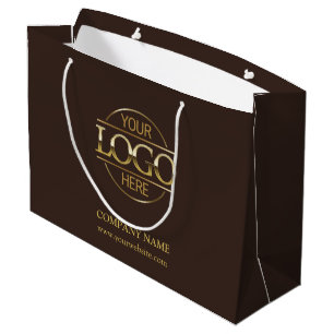 Grand Sac Cadeau Logo commercial Brown et Gold de marque promotionn