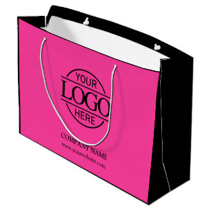 Grand Sac Cadeau Logo commercial de marque rose et noire