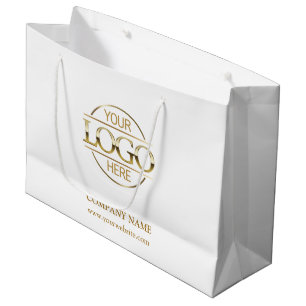 Grand Sac Cadeau Logo commercial de marque White Gold Promotionnels
