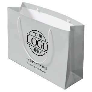 Grand Sac Cadeau Logo commercial gris clair de marque promotionnel