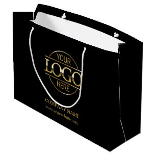 Grand Sac Cadeau Logo d'affaires Black & Gold de marque promotionne
