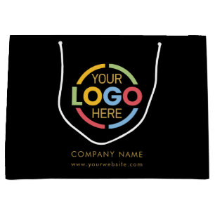 Grand Sac Cadeau Logo d'affaires moderne et élégant de marque Black