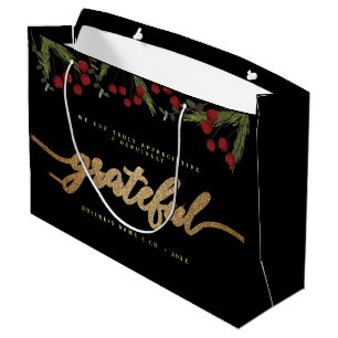 Grand Sac Cadeau Logo de l'entreprise Holly Pine écriture moderne r