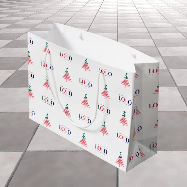 Grand Sac Cadeau Logo de société d'entreprise personnalisé & sapin  (Créateur téléchargé)