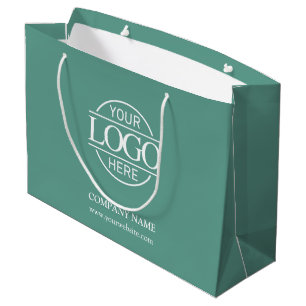 Grand Sac Cadeau Logo de société vert sarcelle marqué Promotionnel