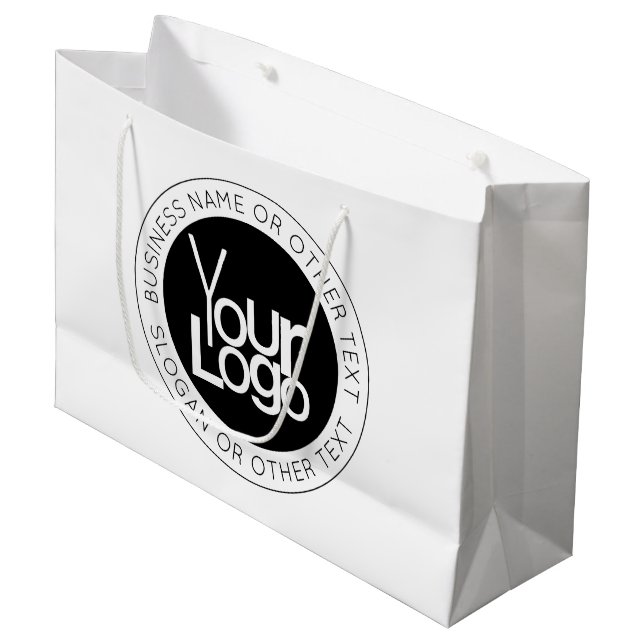 Grand Sac Cadeau Logo de votre entreprise & Texte simple et moderne (Devant Angle)