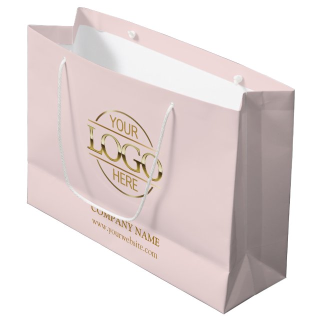 Grand Sac Cadeau Logo d'entreprise Blush Pink de marque promotionne (Devant Angle)
