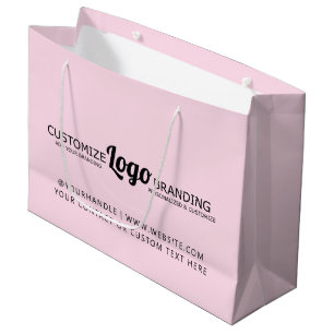 Grand Sac Cadeau Logo d'entreprise Blush Pink personnalisé