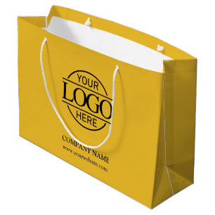 Grand Sac Cadeau Logo d'entreprise de marque simple jaune promotion
