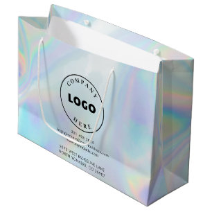 Grand Sac Cadeau Logo d'entreprise moderne et adresse holographique
