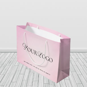 Grand Sac Cadeau Logo d'entreprise personnalisé à long dégradé rose