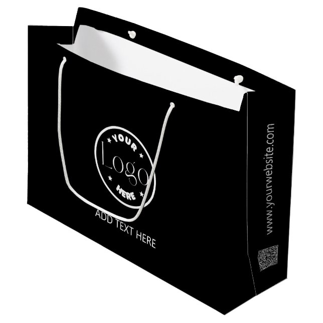 Grand Sac Cadeau Logo d'entreprise Professionnel | Code QR (Devant Angle)