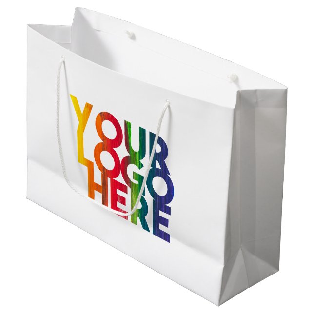 Grand Sac Cadeau Logo d'entreprise simple blanc (Devant Angle)