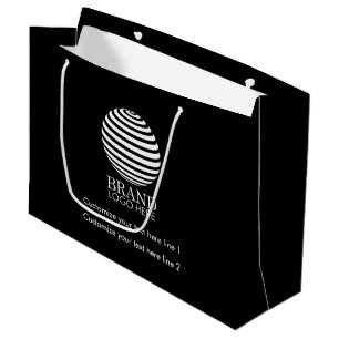 Grand Sac Cadeau Logo d'entreprise sur mesure noir
