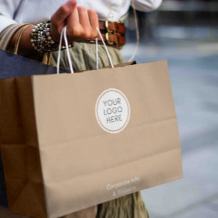 Grand Sac Cadeau Logo Entreprise Design Beige Entreprise