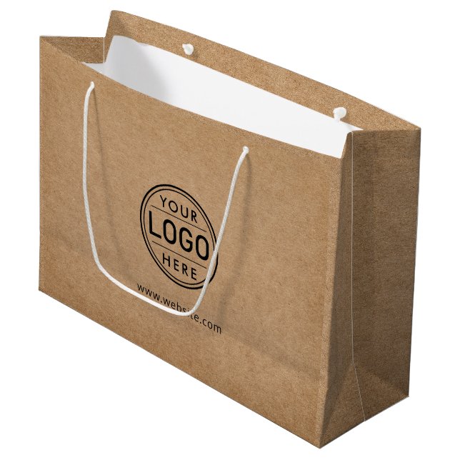 Grand Sac Cadeau Logo Entreprise Entreprise Rustique Kraft Company (Devant Angle)