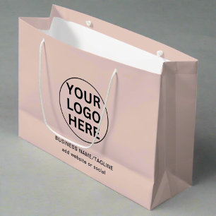 Grand Sac Cadeau Logo et texte promotionnels Blush Pink Business