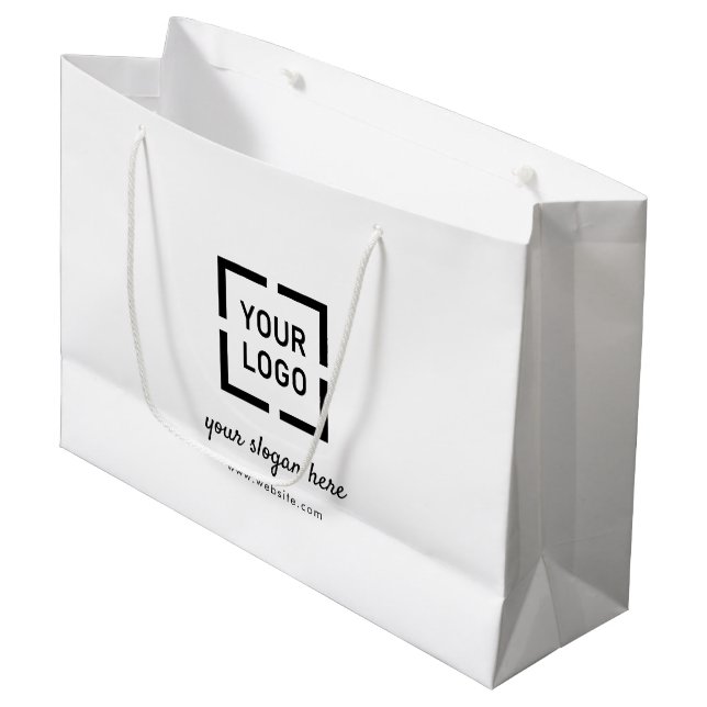 Grand Sac Cadeau Logo personnalisé blanc promotion marque (Devant Angle)