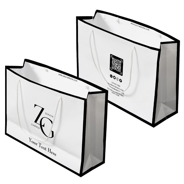 Grand Sac Cadeau Logo personnalisé d'entreprise moderne | Minimalis (Créateur téléchargé)