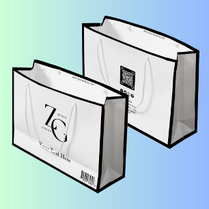 Grand Sac Cadeau Logo personnalisé minimaliste affaires noir blanc