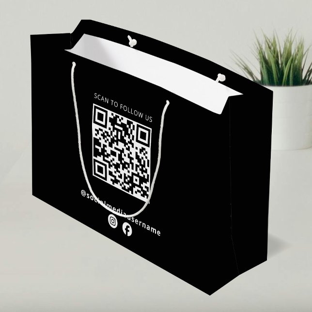Grand Sac Cadeau Logo professionnel QR Code papier noir (Créateur téléchargé)