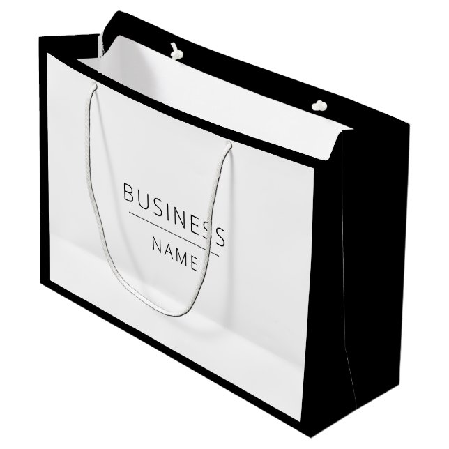 Grand Sac Cadeau Logo promotionnel personnalisé Black & White Busin (Devant Angle)