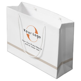 Grand Sac Cadeau Logo sur White & Tan, Black Text Company Business 
