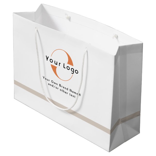 Grand Sac Cadeau Logo sur White & Tan, Black Text Company Business  (Dos Angle)