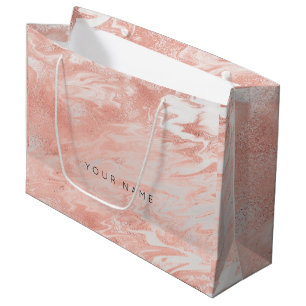Grand Sac Cadeau L'or de rose de rose rougissent l'argent