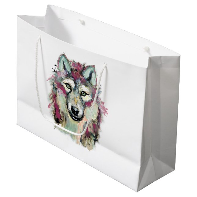 Grand Sac Cadeau Loup (Devant Angle)