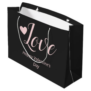 Grand Sac Cadeau Love Grey Pink Bonne Saint Valentin
