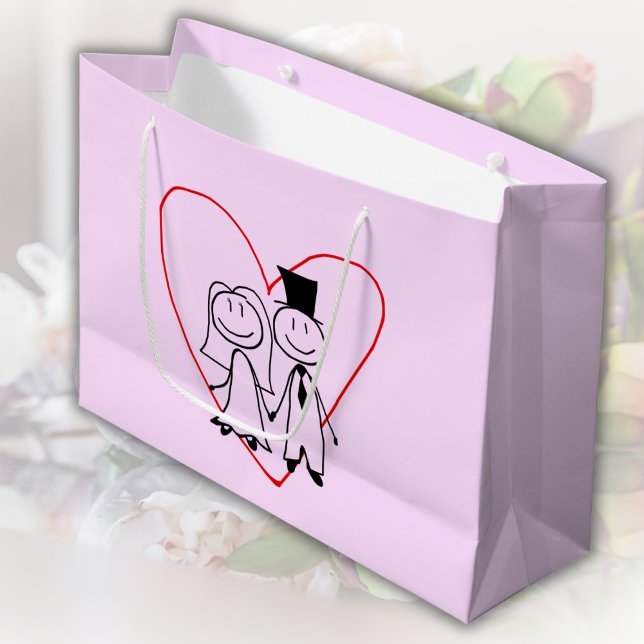 Grand Sac Cadeau Love Heart Couple Mariage (Créateur téléchargé)