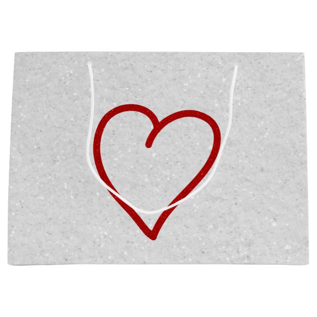 Grand Sac Cadeau Love Heart Red Parties scintillant Valentine's Lar (Devant)