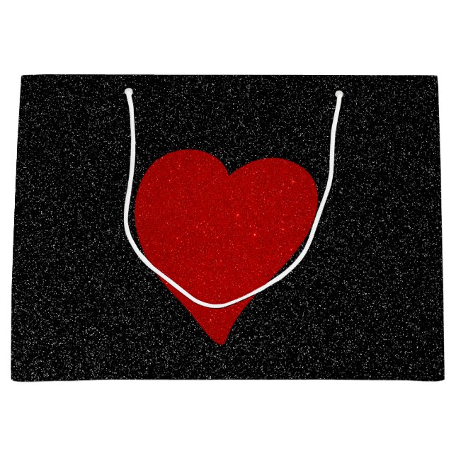 Grand Sac Cadeau Love Heart Red Parties scintillant Valentine's Lar (Devant)