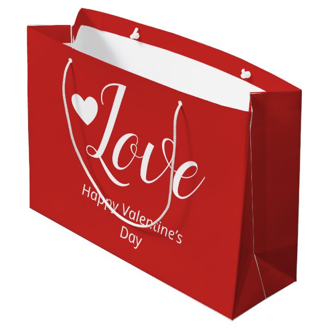 Grand Sac Cadeau Love Red Happy Valentine's Day (Dos Angle)