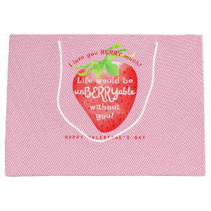 Grand Sac Cadeau Love You Berry Beaucoup de fraises sucrées Valenti