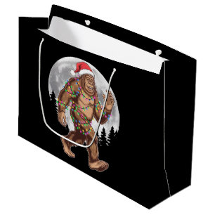 Grand Sac Cadeau Lumières de sapin de Noël Bigfoot Santa Xmas Sasqu