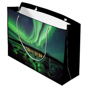 Grand Sac Cadeau Lumières du nord vertes