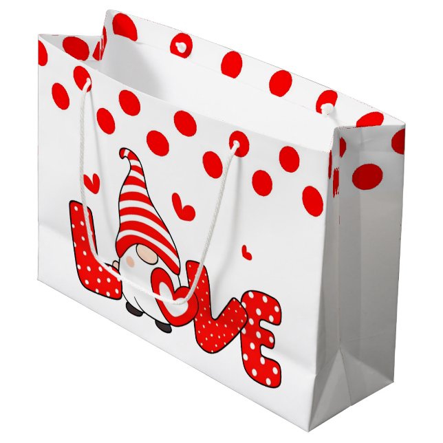 Grand Sac Cadeau Lutins de la Saint-Valentin (Devant Angle)