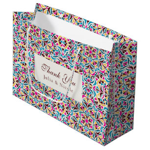 Grand Sac Cadeau Luxe Fantaisiste Mariage Bordure Fleurie Style Ivo