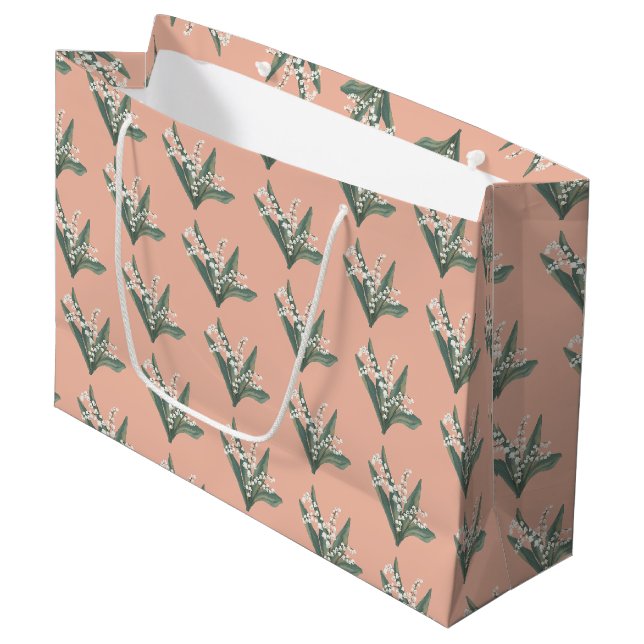 Grand Sac Cadeau Lys de la vallée Floral (Devant Angle)