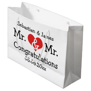 Grand Sac Cadeau M. et M. Mariage de Red Heart Personnalisé